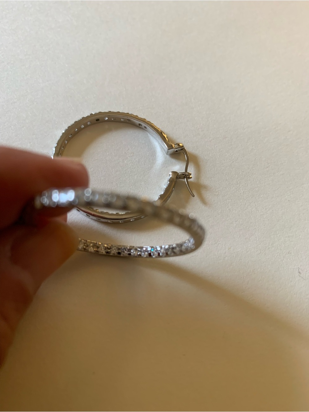 Sparkling Silver Crystal Hoop Earrings - Silver